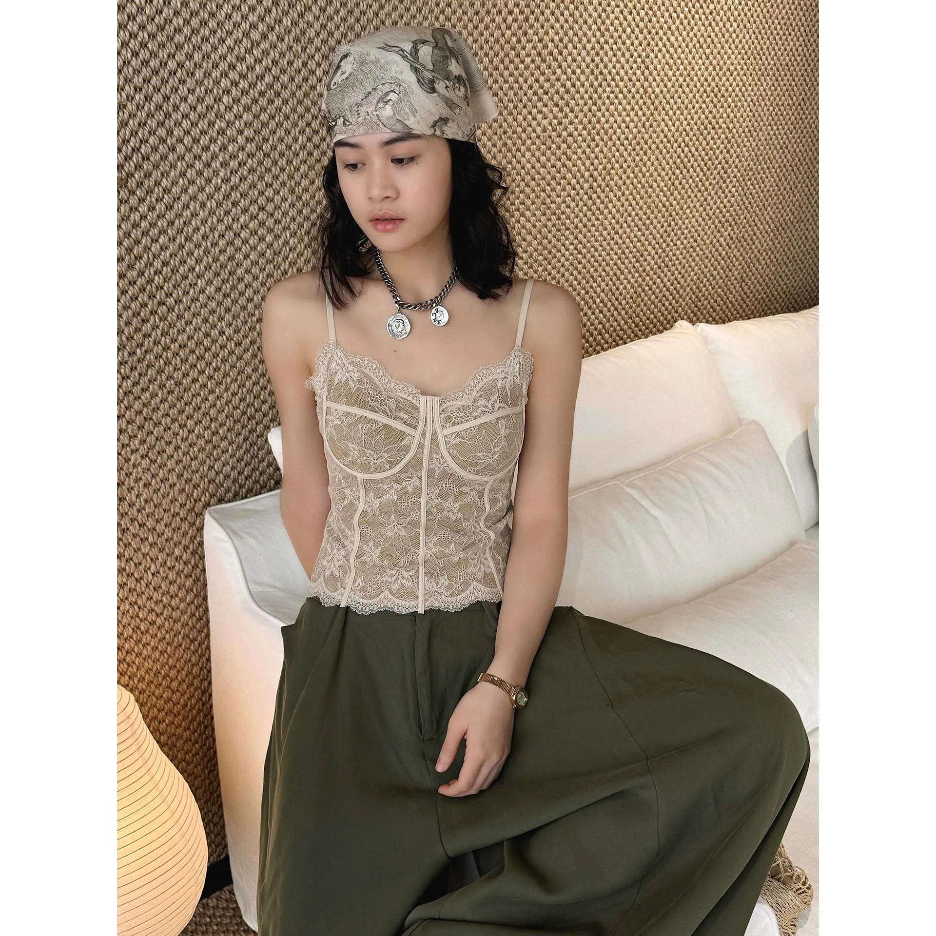 

Lace Fishbone Camisole Slimming Spring Summer Bra Top For Women