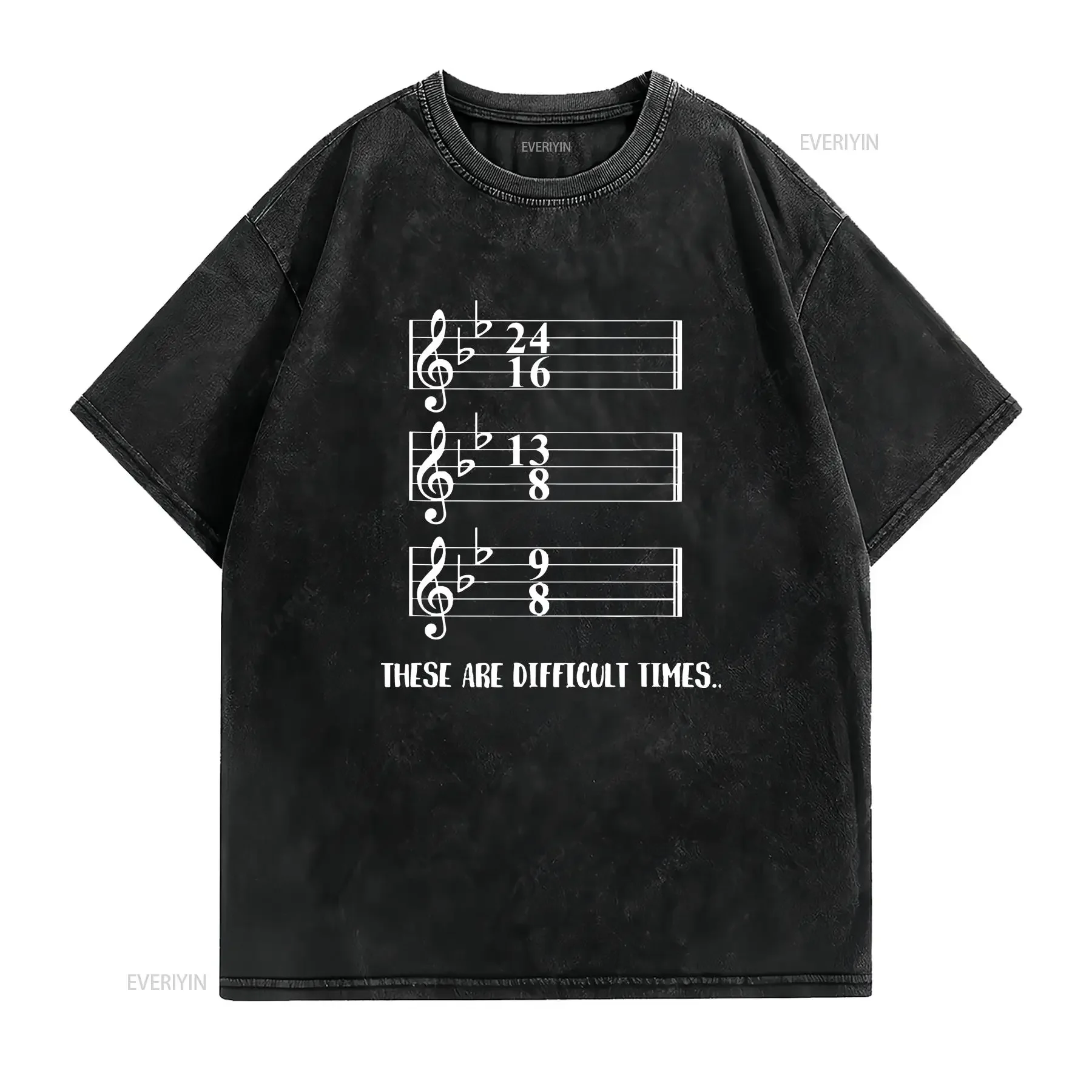 These Are Difficult Times T Shirt Men's Funny Musician Music Geek Pun Top vintage Washed fashion Stretched graphic streetwear