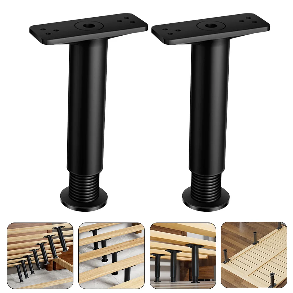 

2 Pcs Bed Frames Support Center Legs for Track Risers Adjustable Replacement Black Furniture Elderly