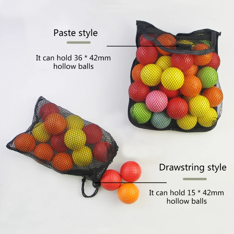 Portable Golf Ball Storage Bag Large Capacity Golfs Drawstrings Pouches Nylons Mesh Bag for Golf, Baseball, Tennis Ball 24BD