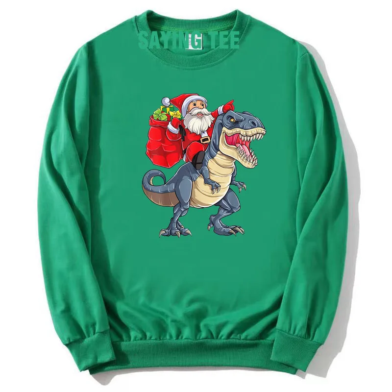 Dinosaurier t Rex Weihnachten Santa Jungen Männer Weihnachten Squad Pullower Sweatshirt niedlichen Langarm T-Shirt Top Papa Ehemann Baumwolle Pullover – Detail 4