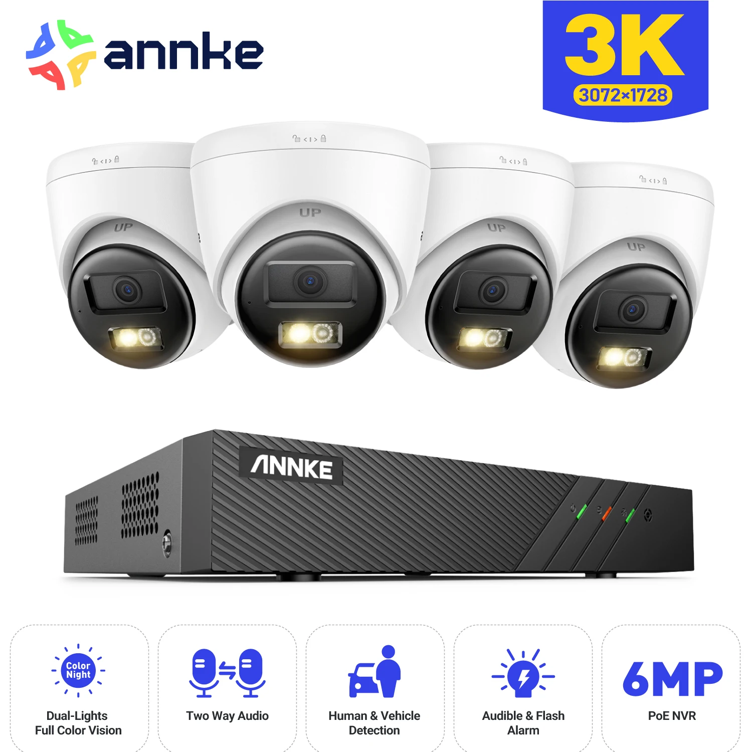 

ANNKE 5MP Surveillance Camera System H.265 8CH PoE NVR Kit Two-way Audio Night Vision Human Detection Outdoor CCTV Cameras