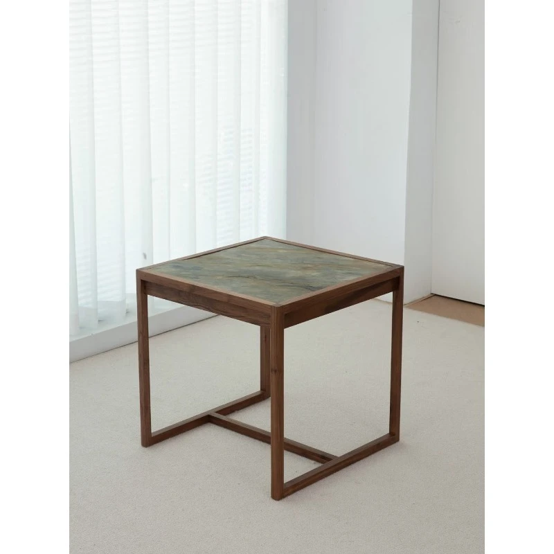 

Balcony small tea table and chairs, black walnut solid wood tea table