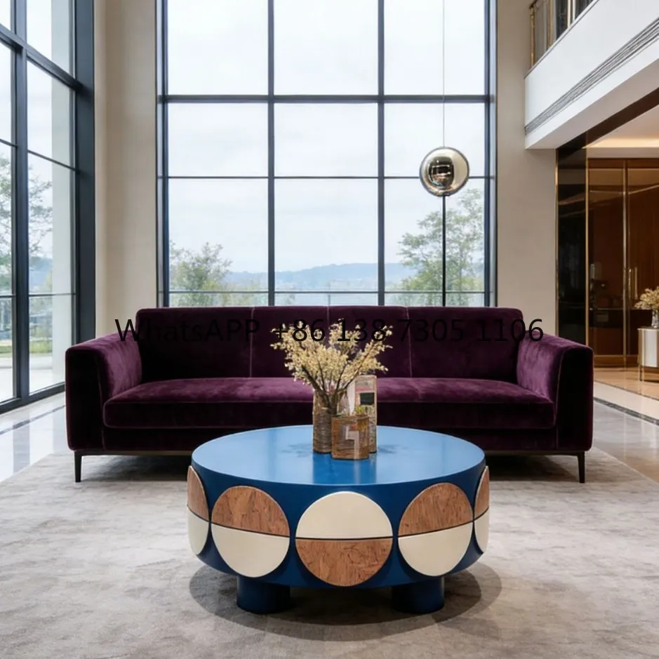 

Supreme beauty Italian light luxury eight bucket large coffee table solid wood round coffee table coffee meeting table