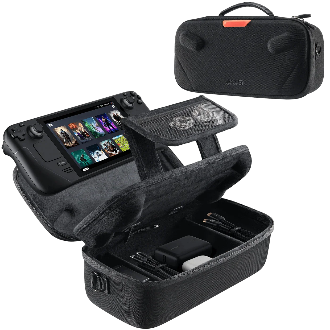 

JSAUX Gaming Sling Bag for Steam Deck LCD/OLED,Protective Travel Pouch with Joystick Guards&Large Capacity for Steam Deck,BG0131