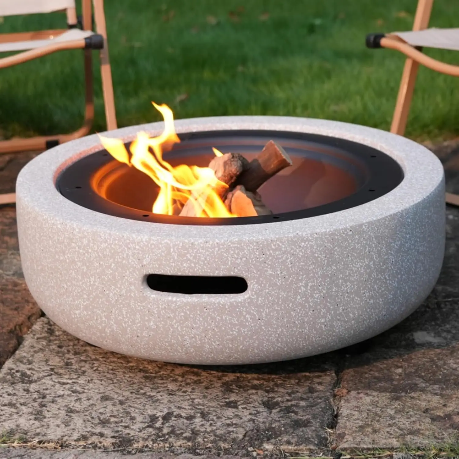 Round Outdoor Wood Burning Fire Pit 3-in-1 BBQ Grill & Heater, Customized