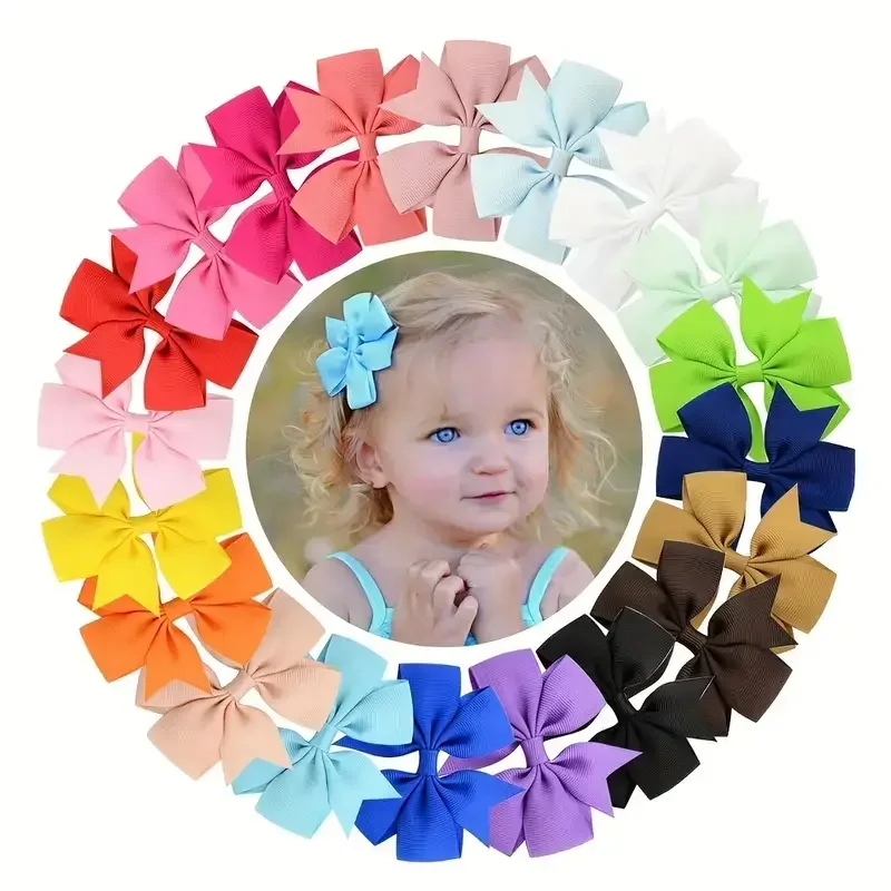 Elegant  Durable Bow Hair Clips for Girls  Solid Colors Woven Comfort | Perfect for Parties & Daily Wear  24pcs Pack