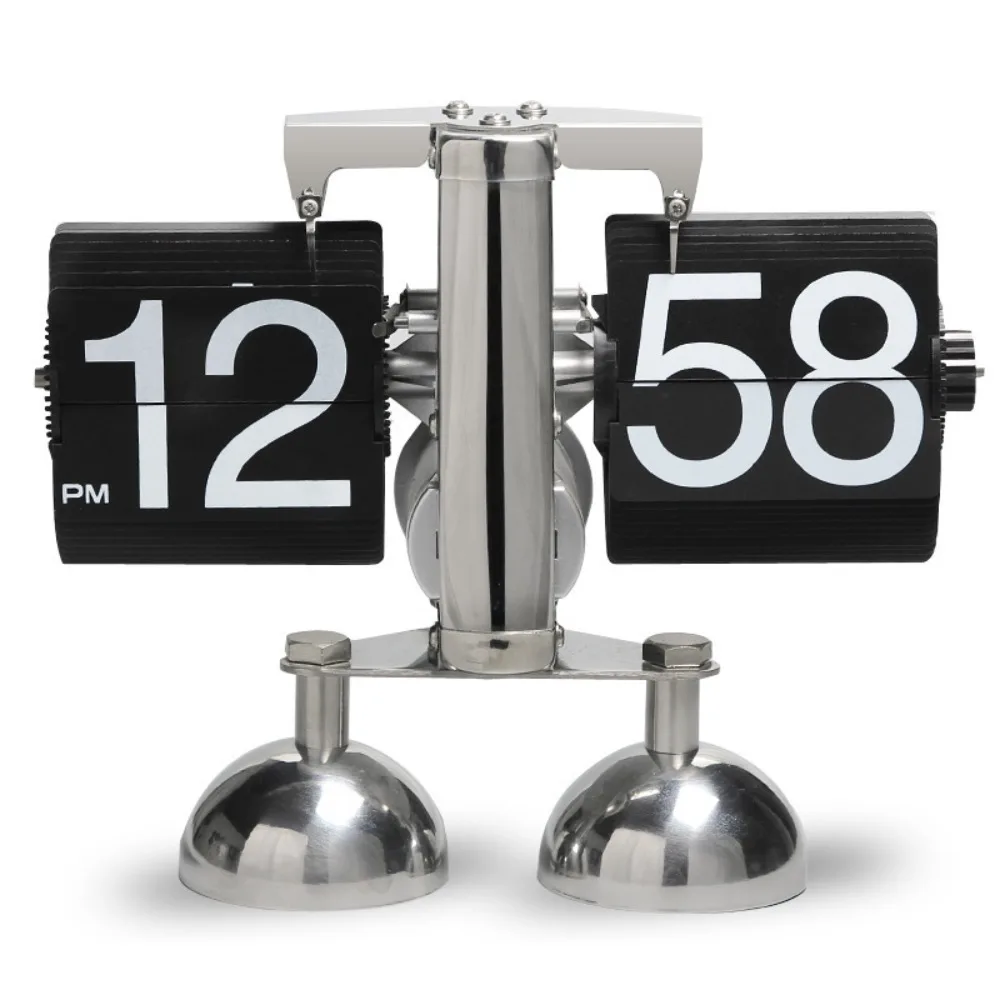 Mechanical Automatic Flip Clock Nordic Style Removable Desk Flipping Clock Page Turning Automatically Portable