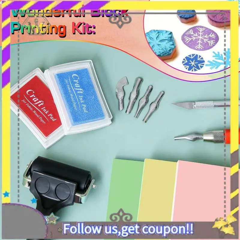 AU33-22Pcs المطاط ختم صنع عدة نحت كتلة ختم صنع عدة ، قاطع Linoleum DIY بها بنفسك ختم نحت الحرفية