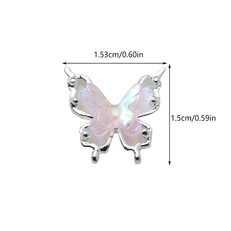 5 pçs colorido borboleta liga acessórios de unhas dupla camada 3d oco borboleta broca de unhas decoração pingente diy acessórios