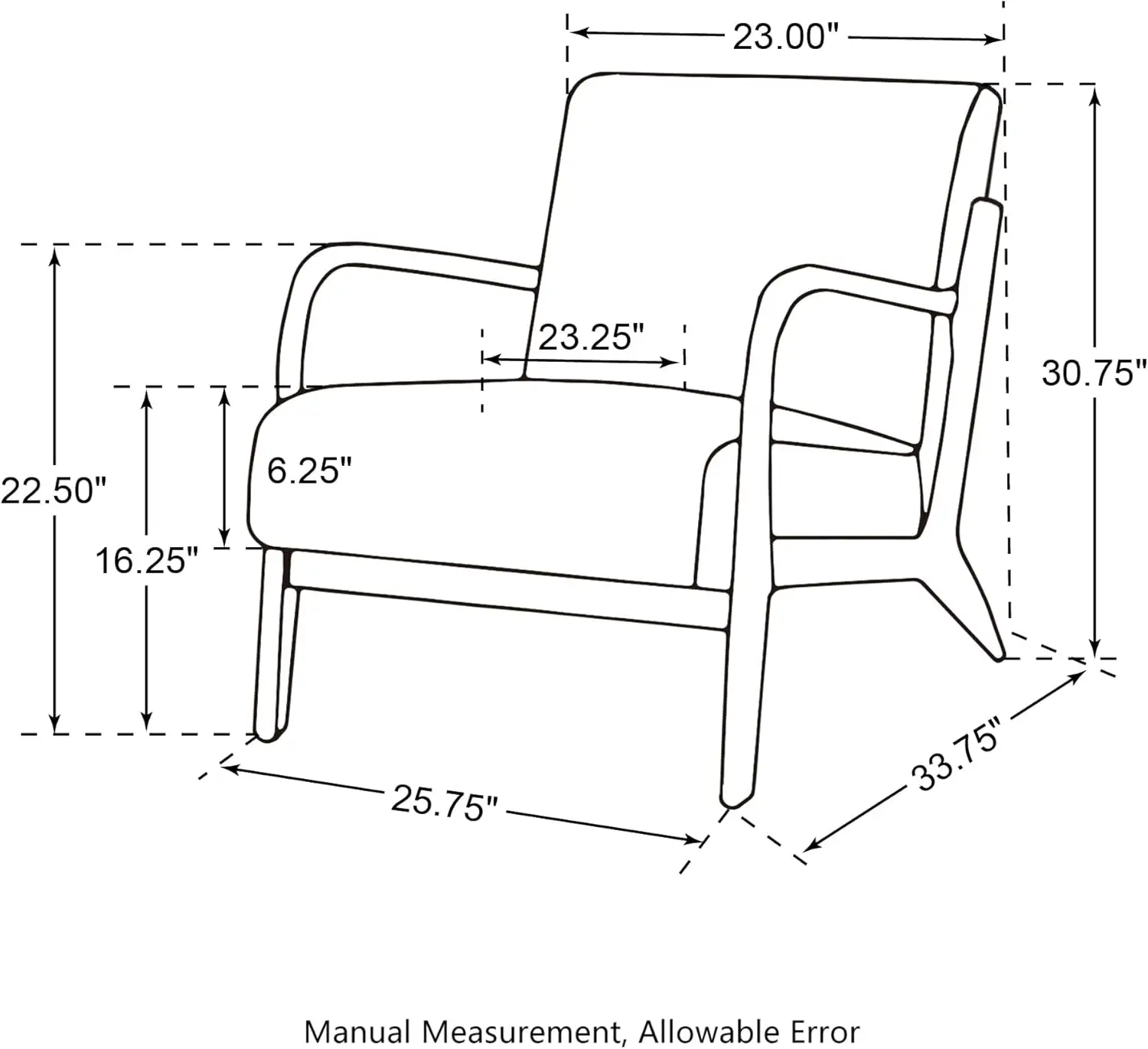 2-set fauteuil met zwart accent uit het midden van de eeuw, enkele leesfauteuil, PU-lederen loungestoel met walnoot ruberhouten frame