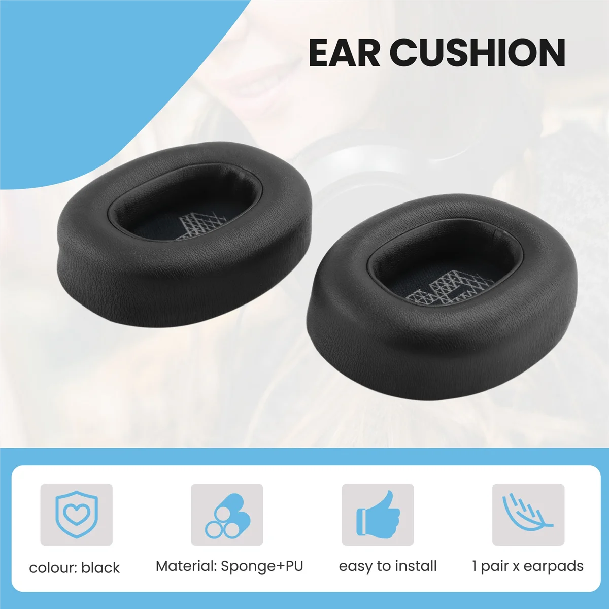 N84R Ear Cushion Memory Foam Ear Pads Replacement Compatible with JBL E65 E65BTNC / Duet NC / Live 650BTNC Live 660 BTNC