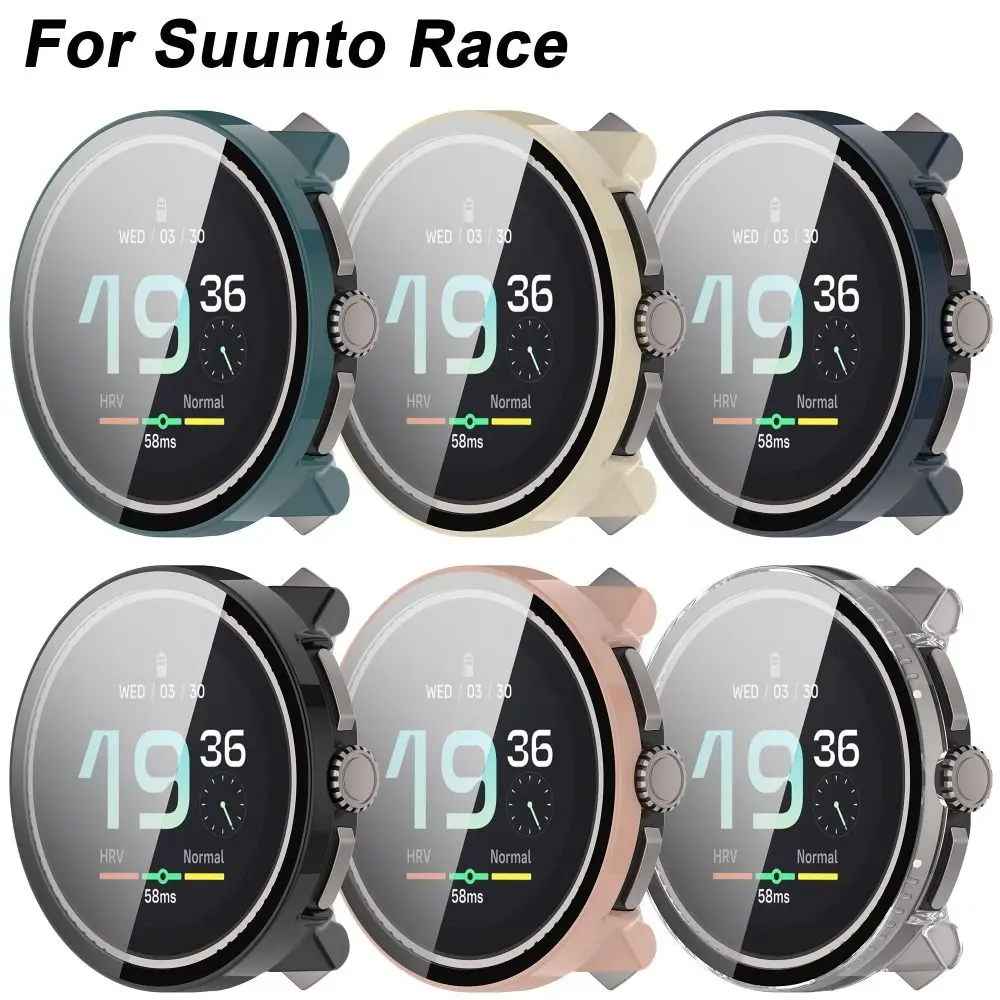 New PC+Tempered Protective Case Full Coverage Smart Watch Screen Protector Accessories Hard Cover Shell for Suunto Race