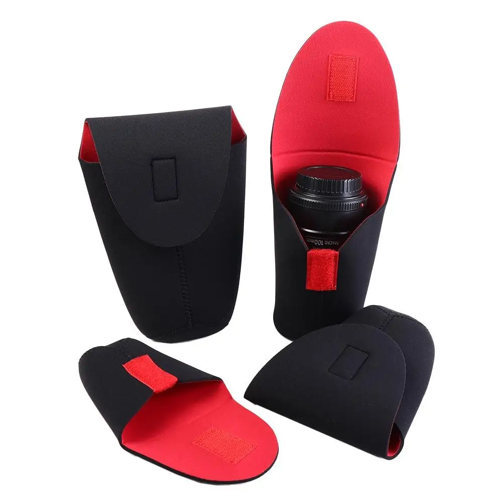 Neoprene Camera Lens Pouch Bag Soft Thickening DSLR Camera Lens Bag Red/Black Waterproof Neoprene Paste Lens