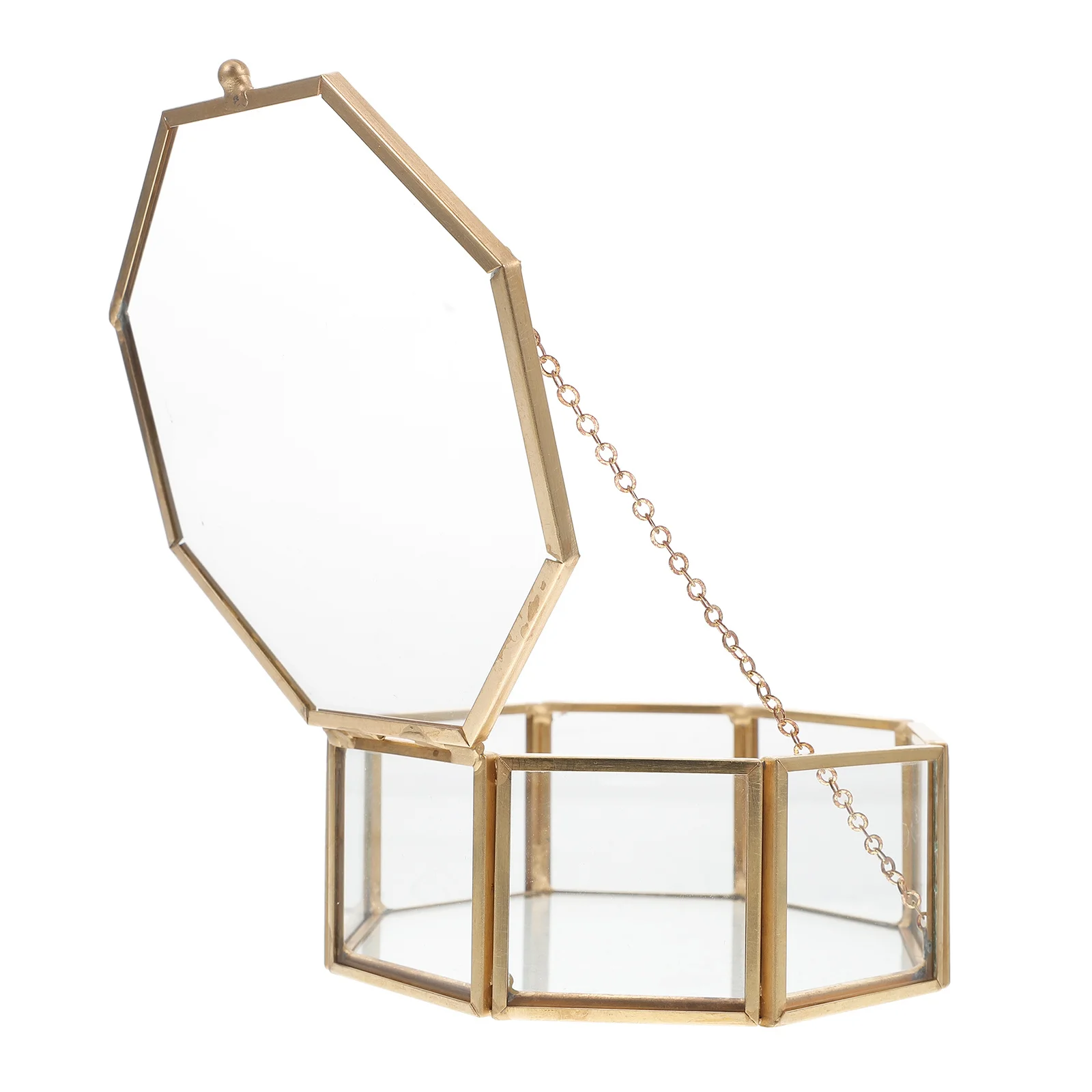 

Восьмиугольная шкатулка для драгоценностей, прозрачный стеклянный органайзер для серег, браслетов, ожерелий, восьмиугольная шкатулка для хранения колец