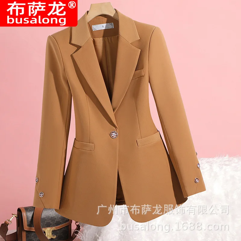 

2025Новый стильный модный костюм, повседневный женский профессиональный пиджак с длинными рукавами, официальная женская одинарная куртка, рабочая одежда8305