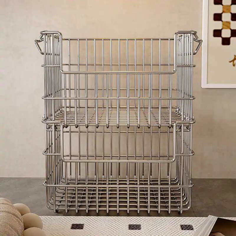 

Корзина для хранения на кухне из нержавеющей стали 304, органайзер для фруктов, снеков и мелочей, лоток для хранения посуды, бытовая корзина