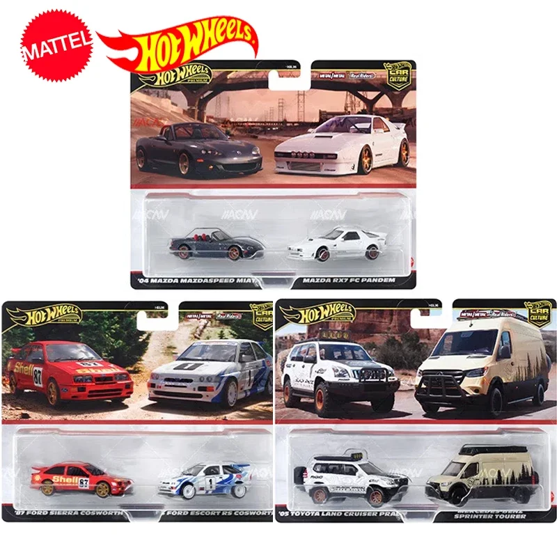 Original Hot Wheels Premium Car Culture Toys for Boys 1/64 Diecast Toyota Land Cruiser Ford Sierra Cosworth Escort RS Mazda RX7