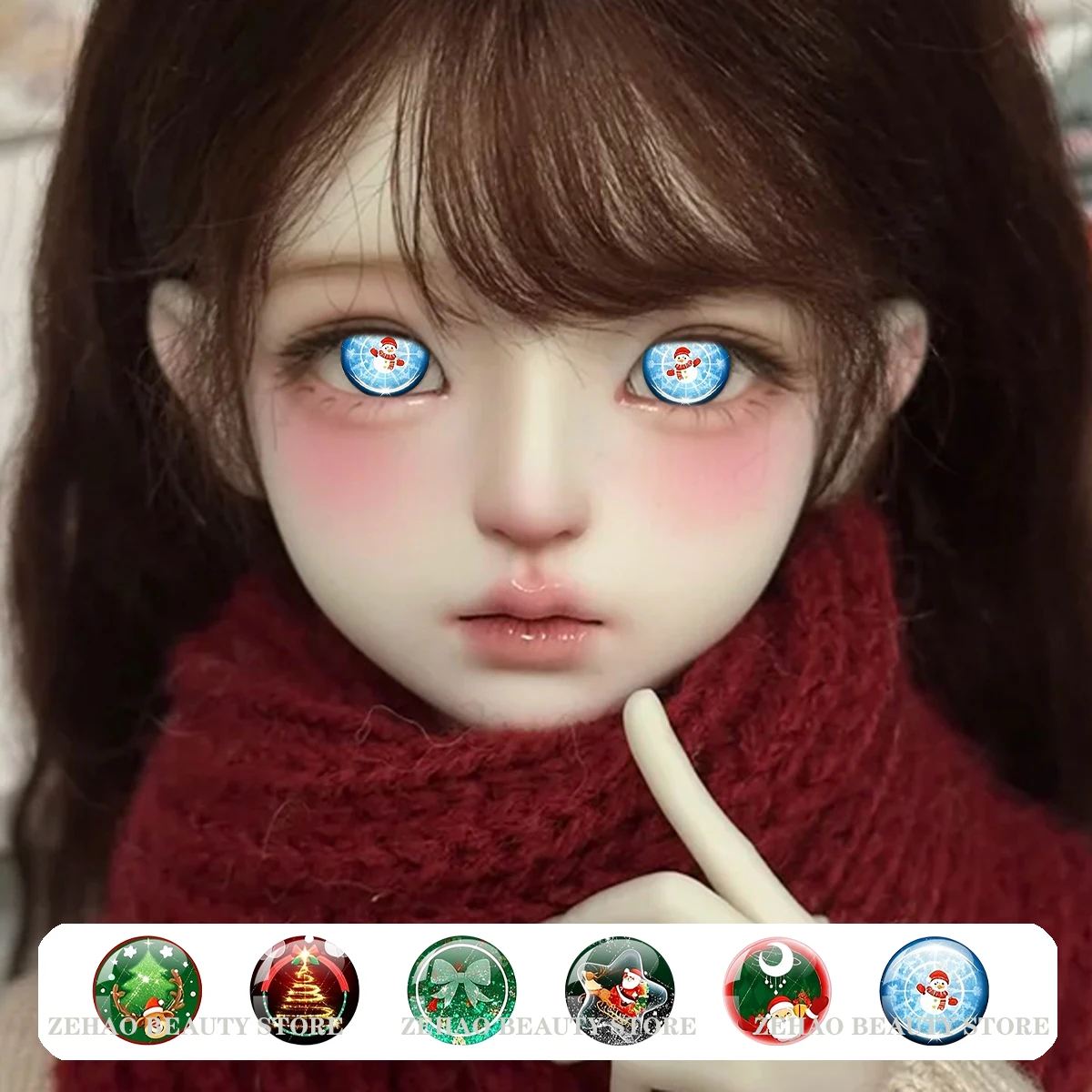 Christmas Snowman Doll Eye Xmas Tree Santa Bow Pattern Glitter Eyes for BJD Blythe OB Doll Custom Makeup DIY Accessories JD035