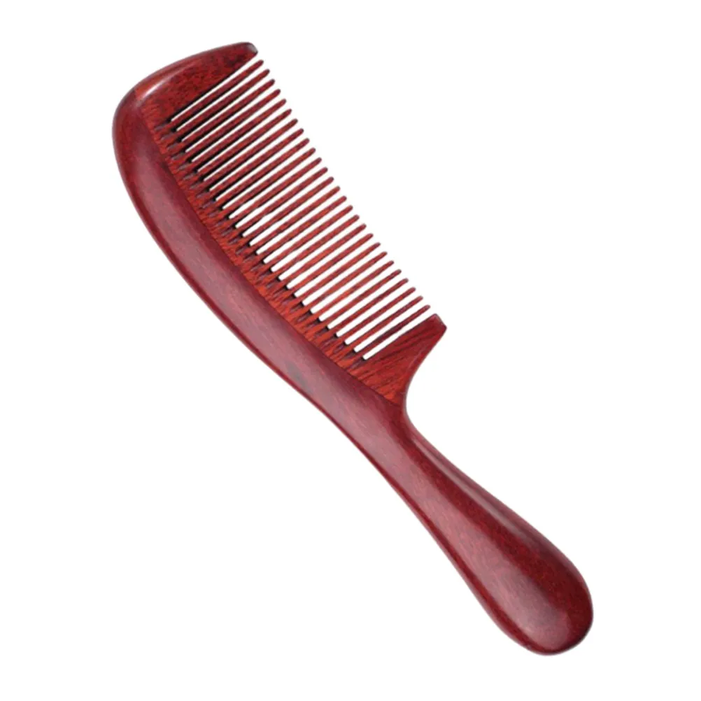 

Thick Round Handle Natural Sandalwood Hair Comb Smooth Close Teeth Anti-Static Scalp Massage Comb for Headache Relief Straight