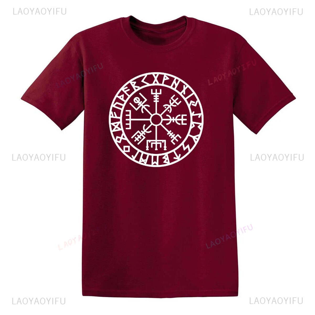 VEGVISIR Compass Viking Celtic T-shirt Norwegian Sol Odin Tribe Tattoo Casual Cotton T-shirt Top