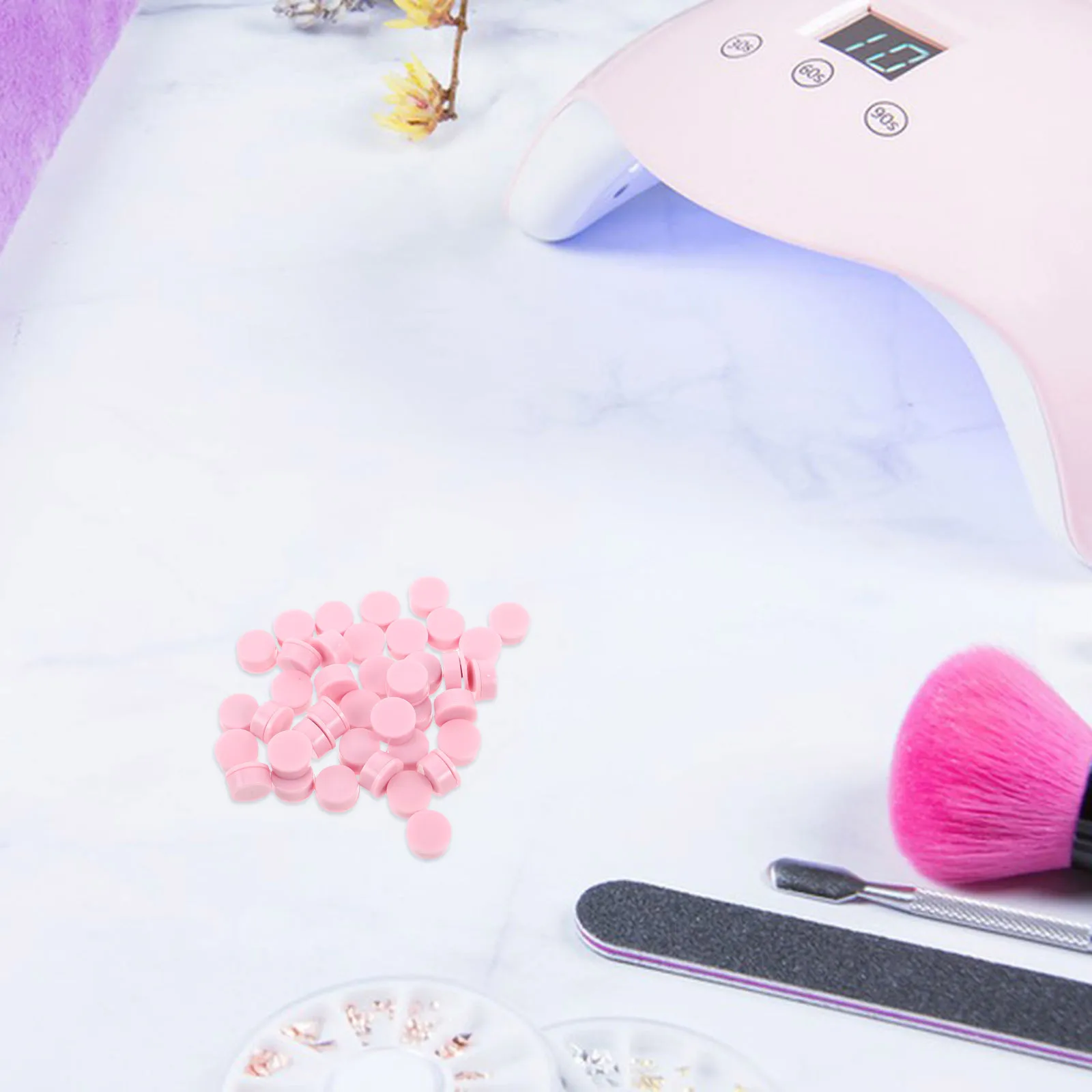 40 قطعة مسمار الفن الدورية محامل سحرية 0.5X0.4 بوصة البلاستيك الوردي عالية السرعة الروتاري رمح ل ثلاثية الأبعاد مسمار تصميم البسيطة سبينر Diy بها بنفسك #6