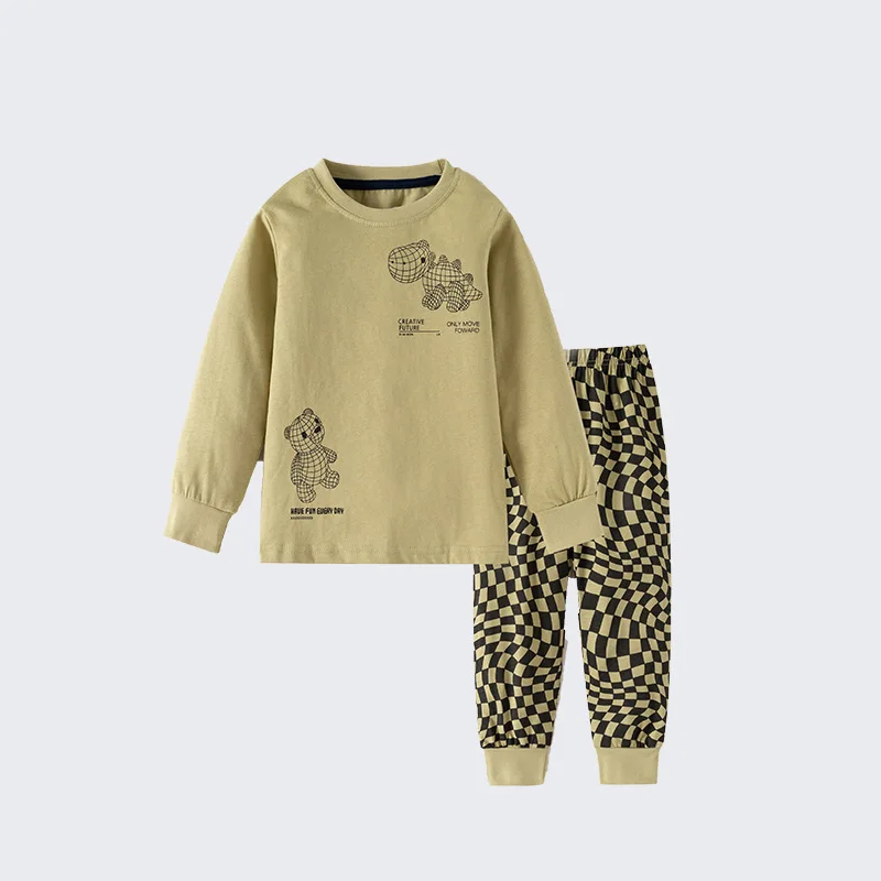 

Fashionable Boys' Two-Piece Set Autumn and Winter New Home Wear for Young Children, Round Neck Stylish Children's Set