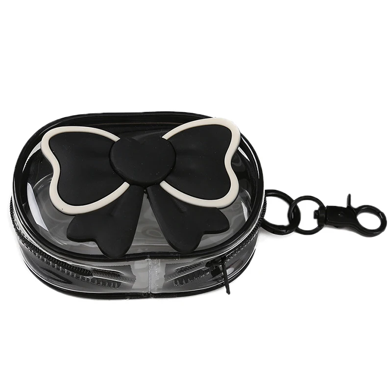 لطيف القوس عملة المحفظة البلاستيكية شفافة للماء محفظة صغيرة المحمولة السفر سماعة كابل شحن حقيبة التخزين للفتيات