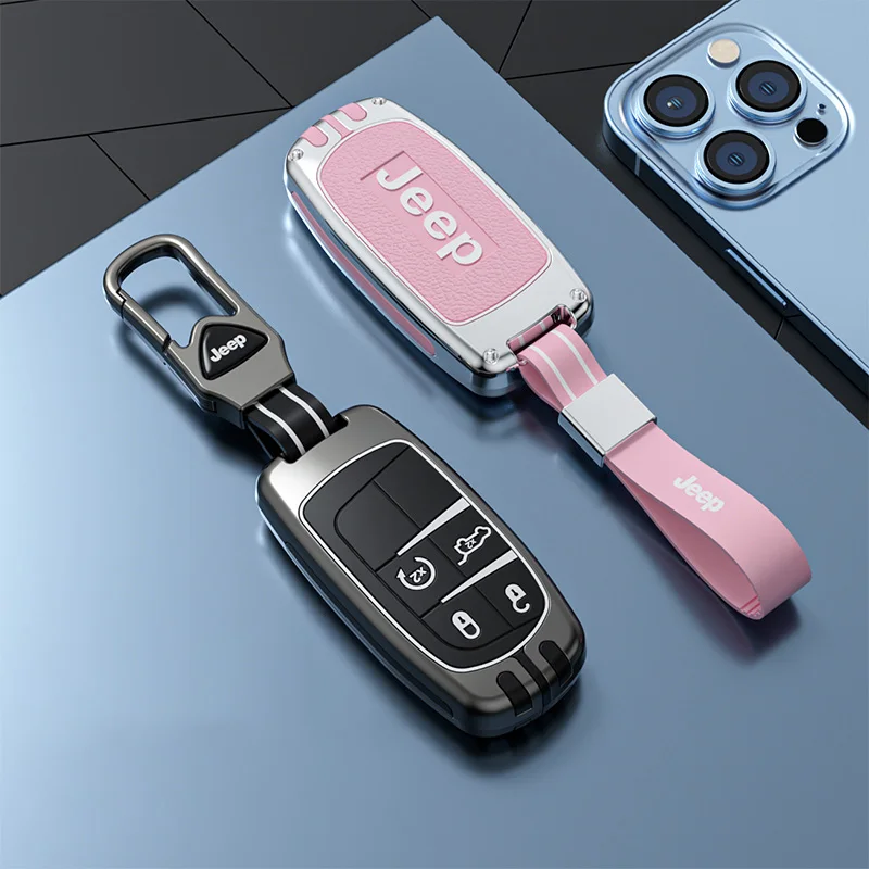 

For Jeep Grand Cherokee WK2 KL Wrangler JK BU MP Patriot Renegade Commander Compass Zinc Alloy Silicone Car Smart Key Case Cover