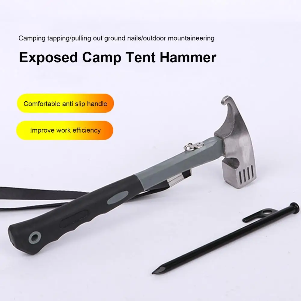 Camping Hammer with Stake Puller Rustproof Corrosion Resistant Outdoor Tent Nail Hammer Camping Supplies Outdoor Survival Tool