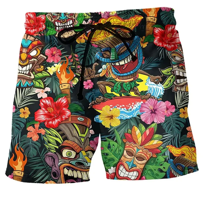 Bunte Graffiti 3d gedruckt Surfbrett Shorts coole Sommer Straße Hip Hop Badehose für Herren Urlaub Strand Trend Shorts