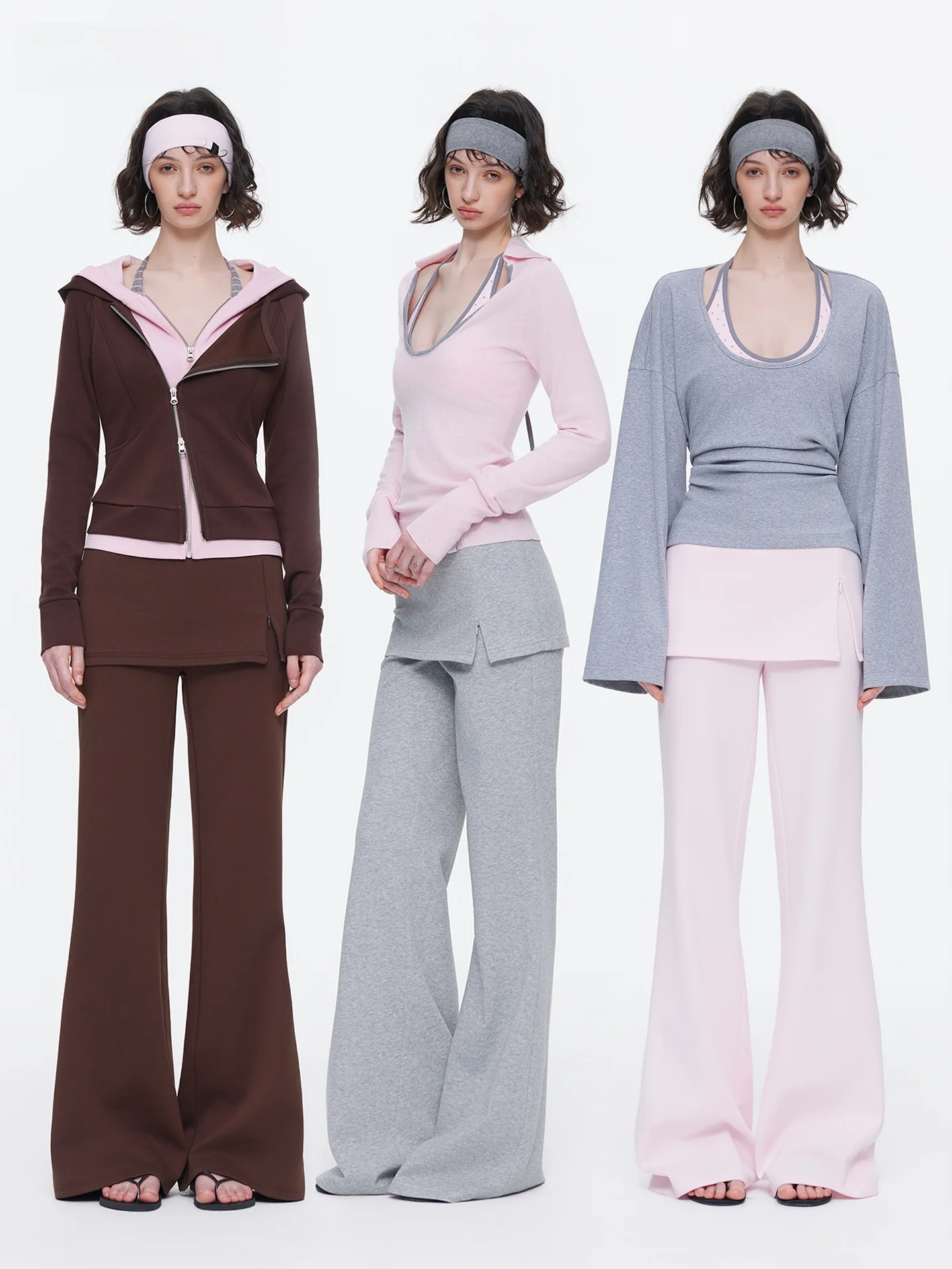 

Skin-Friendly Knitted Skort Pants Air Layer Spor Women's Long Pants High Waist Micro Flared Leg Cotton Polyester Spandex Blend