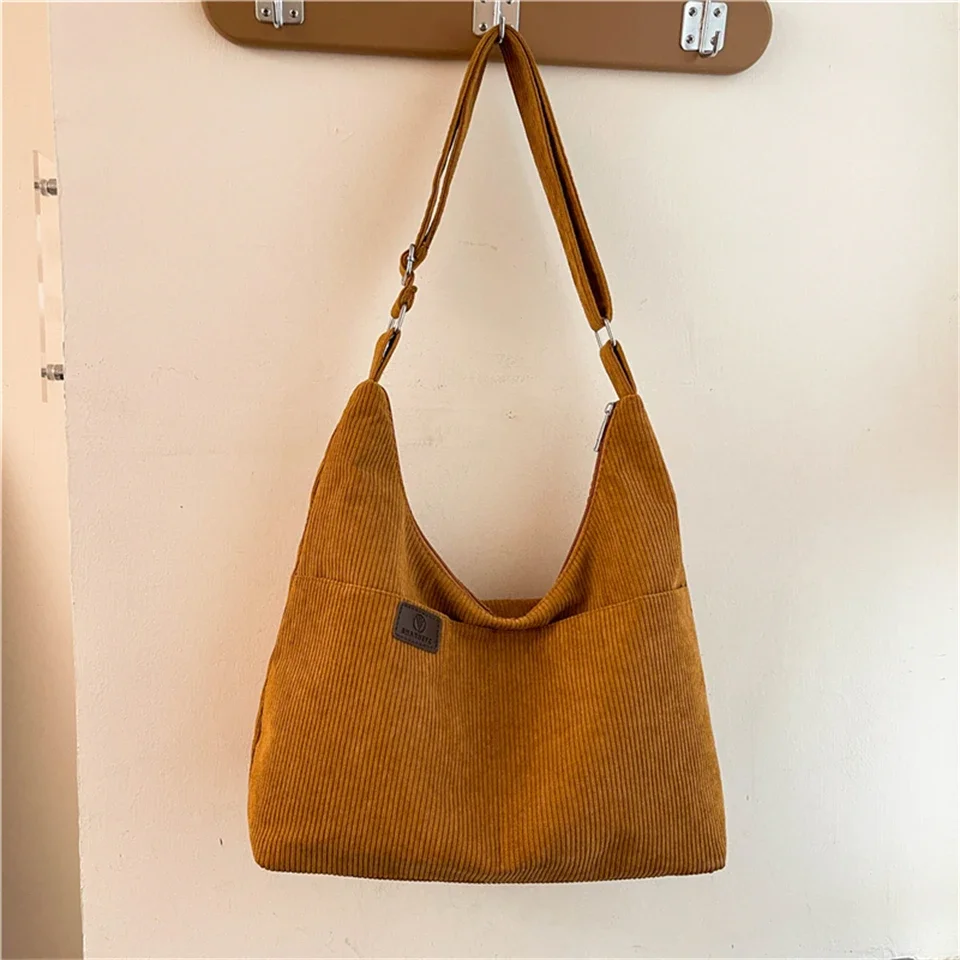 

Fashion New Corduroy Tote Bag Environmental Protection Women's Large Capacity Student Classroom Bag Simple and Versatile Bag
