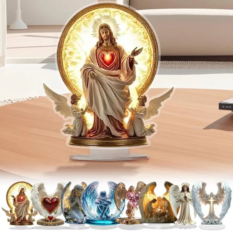 Nativity Scene Ornament Minimalist Christian Scene Ornament Acrylic Nativity Decoration Exquisite Religious Table Decoration
