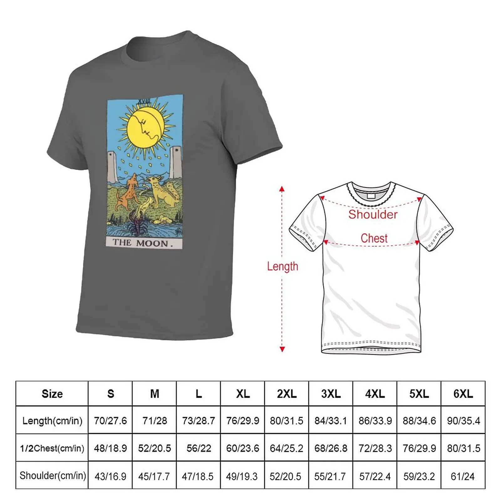 New The Moon Tarot Card Rider Waite Classic T-Shirt summer top oversized t shirt Men's cotton t-shirt