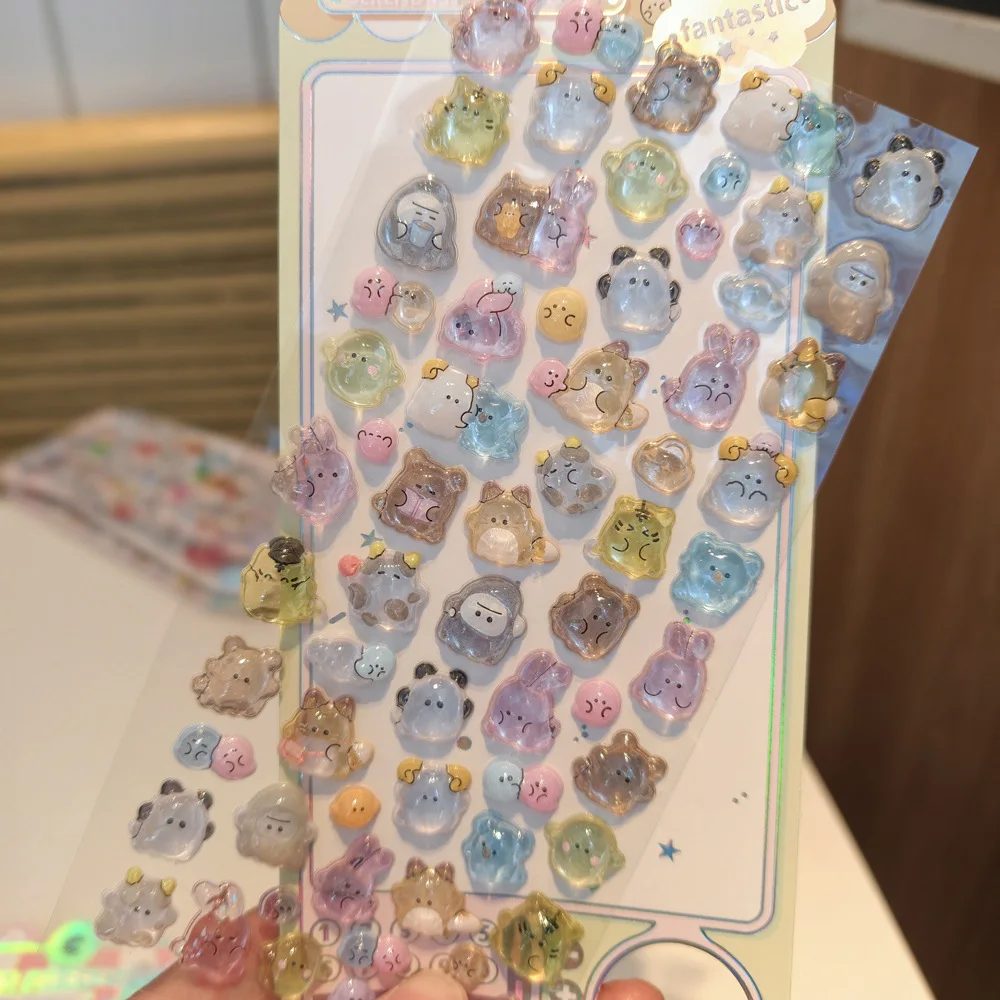 3D Crystal Ghost Family Relief Stickers - Leuke, leuke stickers, perfect voor meisjes telefoonhoesje DIY decor & Kawaii geschenken