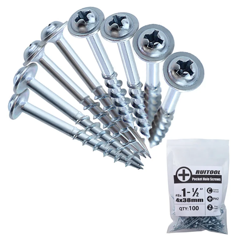 Parafusos de gabarito com furo de bolso, 25/32/38/50/63mm, 100 peças por saco/552 peças, conjuntos de parafusos semiautomáticos, cabeça phillips, peça de ligação de entalhe