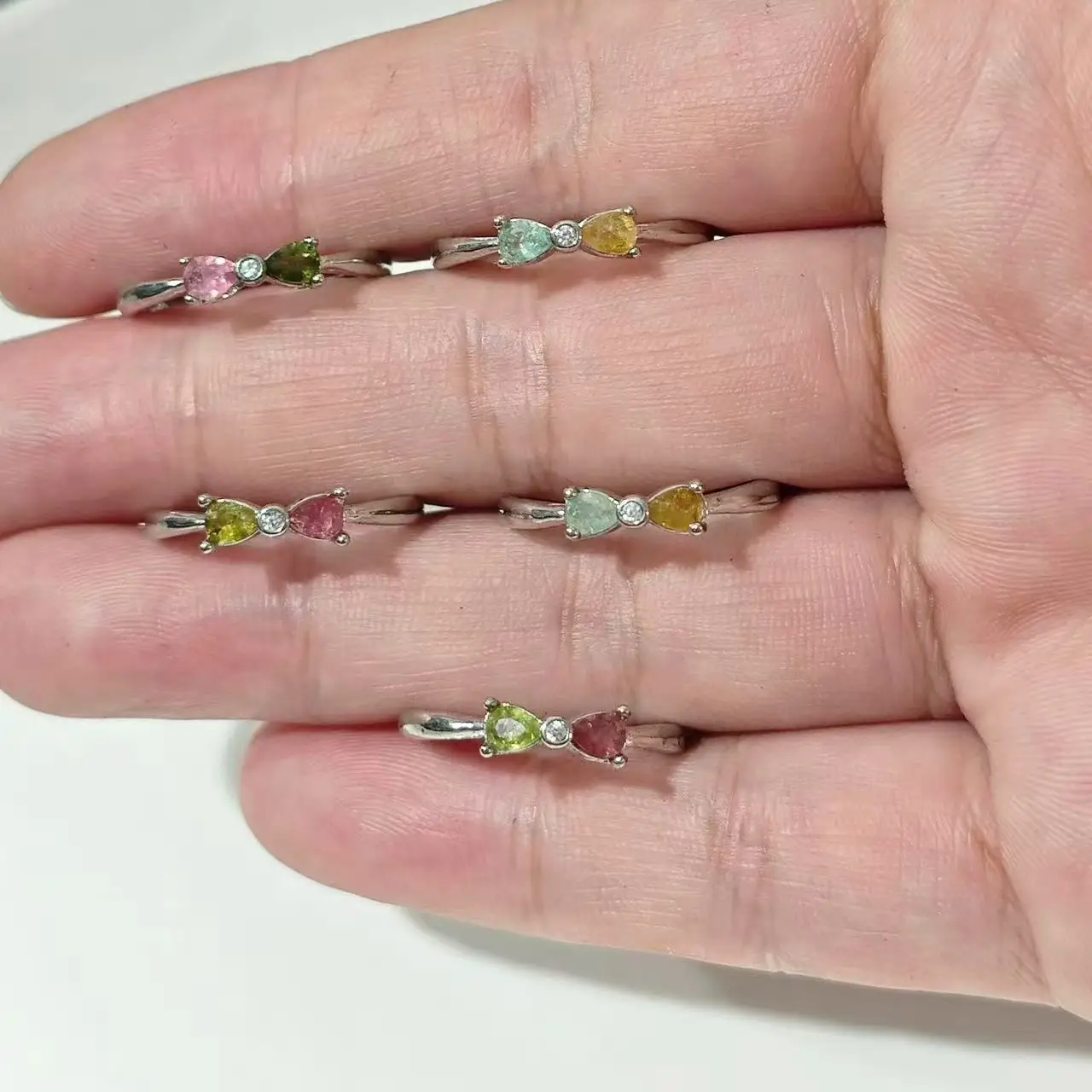 New Arrival Natural KNOT Tourmaline Rings Female  Jewelry For Women Gift Copper Cute Stone Flower