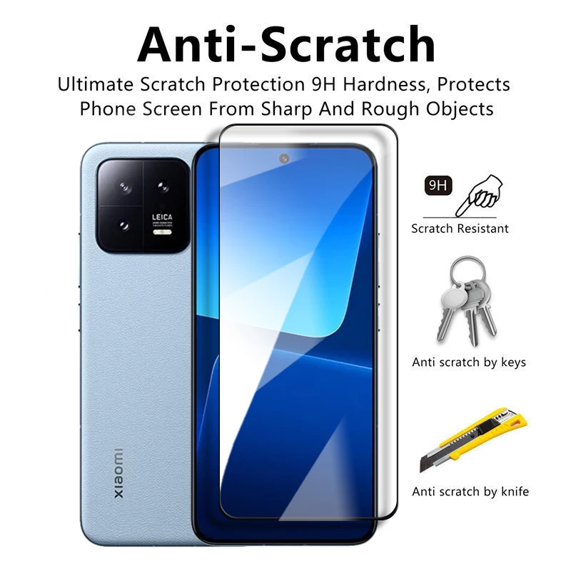 4in1 For Xiaomi 13 Glass Xiaomi 11T 12T 13 13T Pro Tempered Glass 2.5D Full Cover Screen Protector For Xiaomi 13 Film 6.36 inch