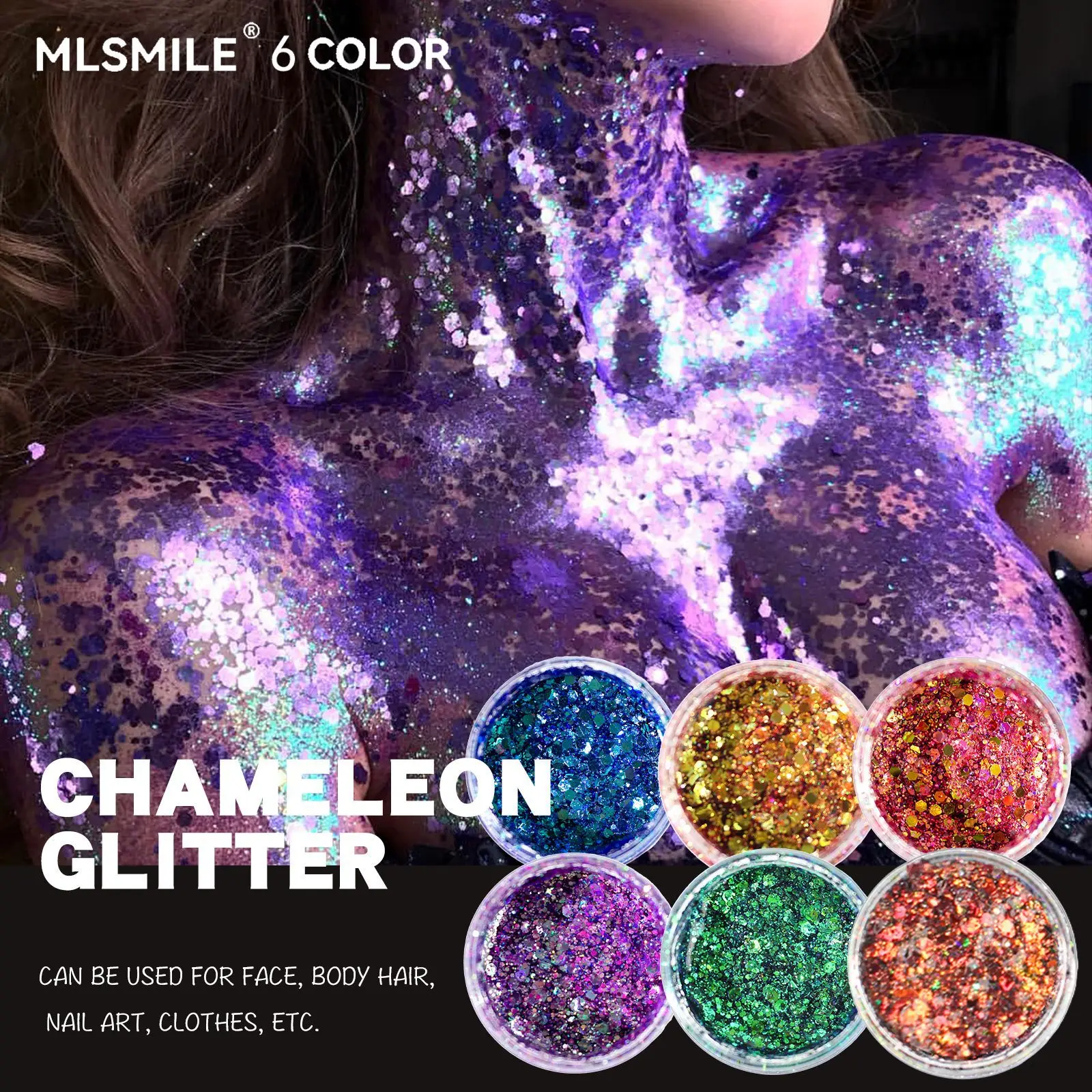 DJBS2024 New Avant Garde Festival Chameleon Flash Liquid eye shadow Large Sequin Gel Flash Mermaid Scale Night Club Stage Makeup