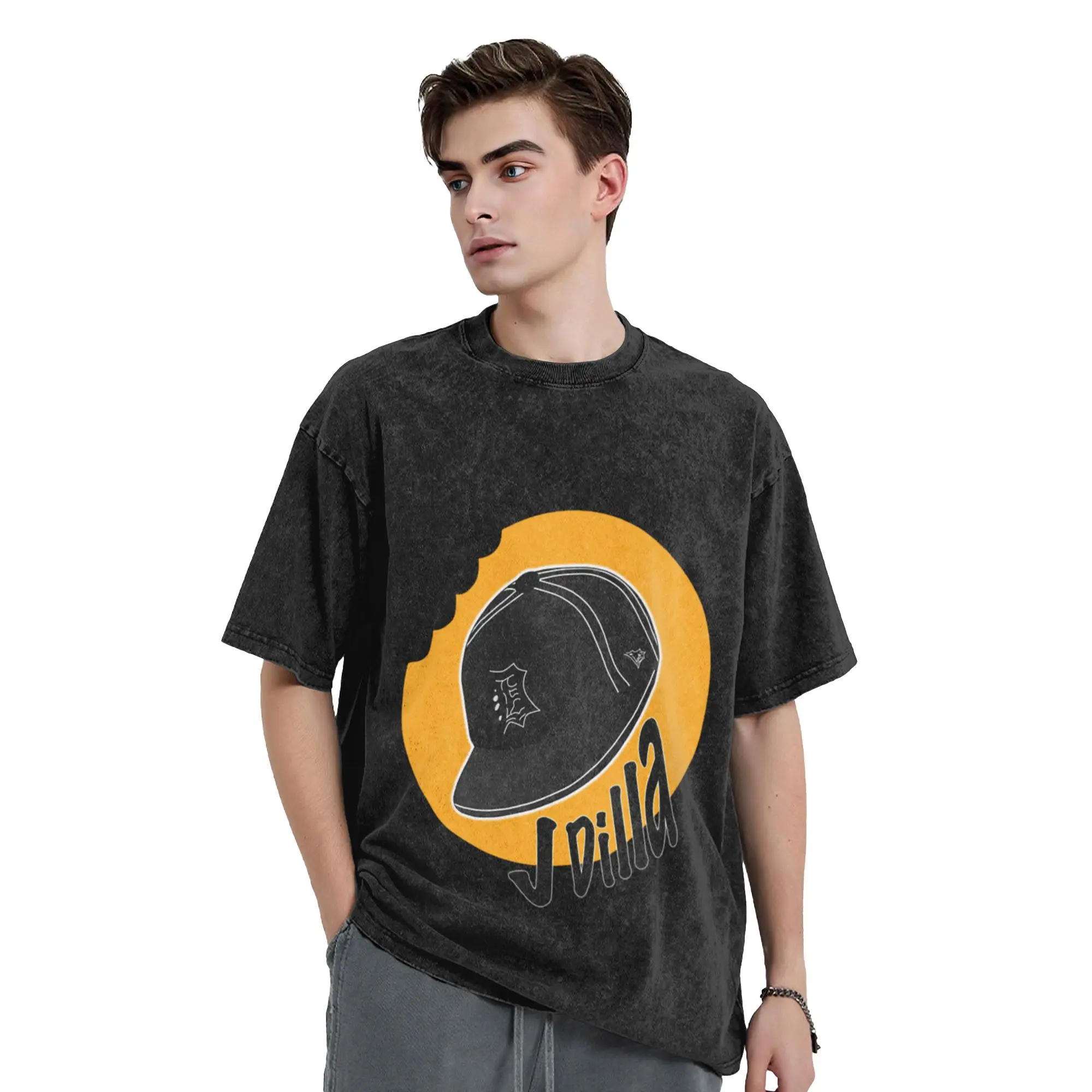 J Dilla Donuts and Cap Classic Stylish A Washed T Shirt Men's Women's Oversized Cotton Tees Tops