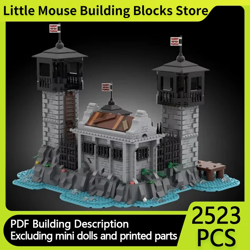 Street View Model MOC Building Bricks Prison At Sea Cell Guard Room Modular Technology Gifts Holiday Assemble Children Toys Suit