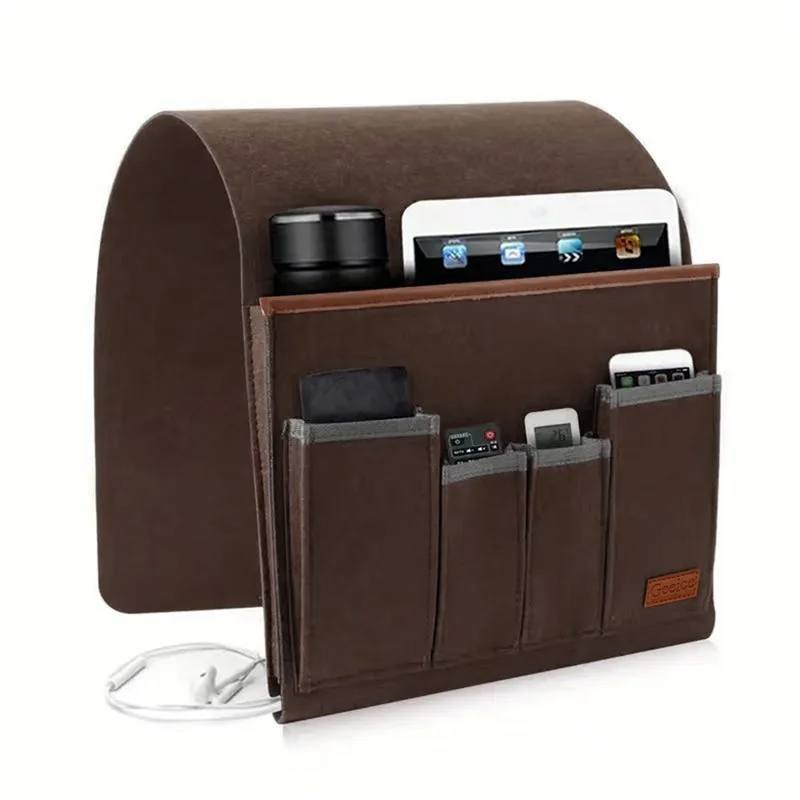 Kursi Rumah Tangga Caddy Felt Sofa Kursi Sandaran Tangan Organizer untuk Majalah Tablet Ponsel Remote Control Tas Penyimpanan Gantung
