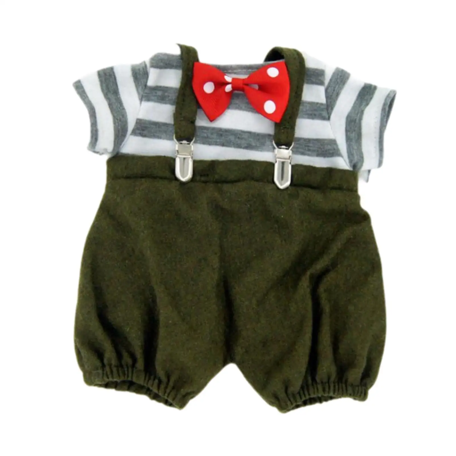 

3 Pieces Fashion Dolls Suspender Pants and T Shirt Bow Tie Outfits Miniature Clothes for 15inch Dolls Dress up Birthday Gifts