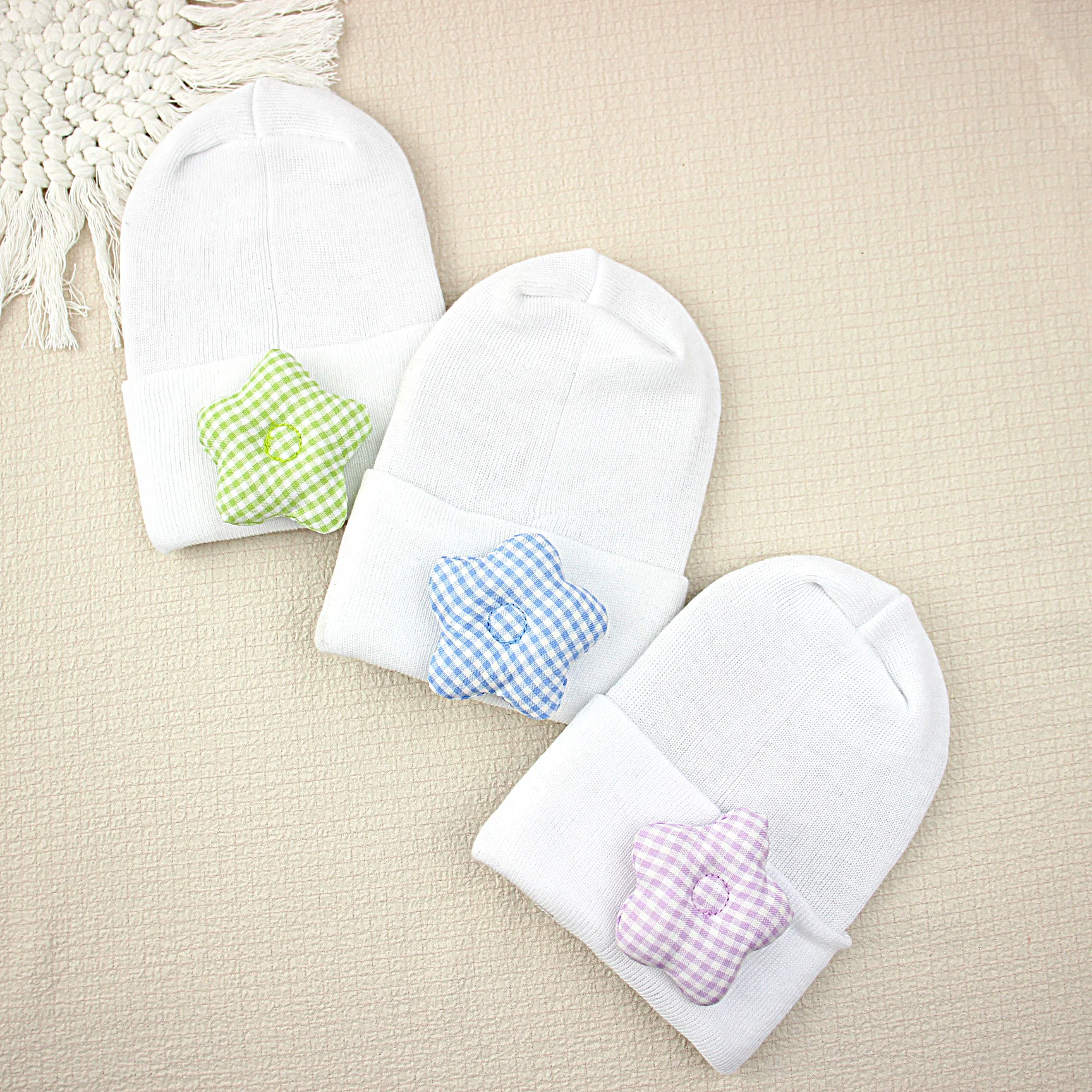 

For Newborn 0-6Months Knitted Cotton Hat Soft Baby Girls Winter Warm Turban Hats Little Stars Cute Skullcap Gorros Infantil Hats