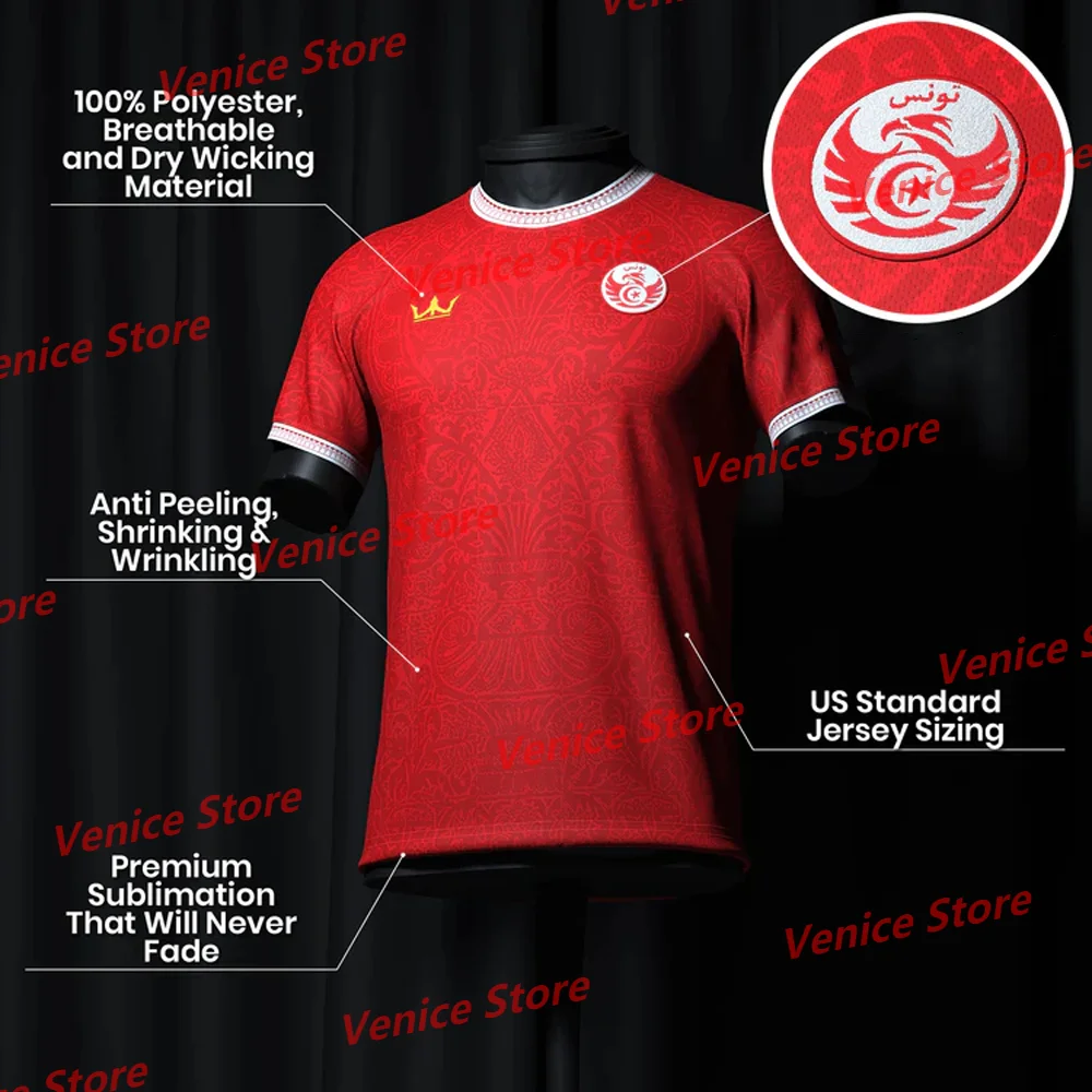 Tunisia Red Classic O-Neck 2025 ChatGPT Custom Football New Arrival Jerseys AI Design National Team Jerseys Adult 3D Printed KID