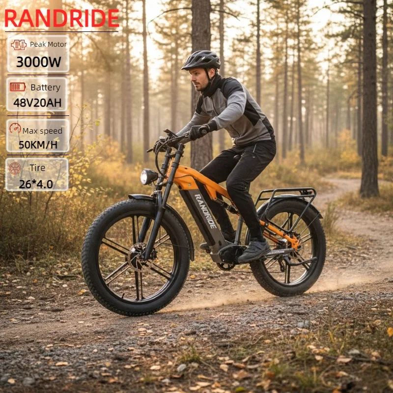 RANDRIDE YX80 electric bike peak 3000W dual motor 48V20AH battery mountain e-bike 26 tire all-terrain off-road electric bicycle image 4