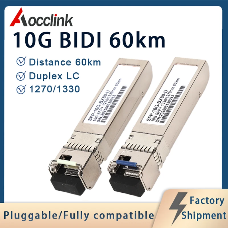 

BX60-U Single fiber LC SFP+10G BIDI 60km opticl Transceiver Module SMF tx1270 rx1330nm DDM Compatible Mikrotik cisco
