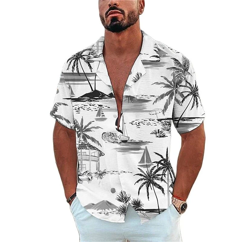 3D printing graffiti men's shirt party beach loose Hawaiian shirt men's casual short -sleeved shirt men's large size T -shirt