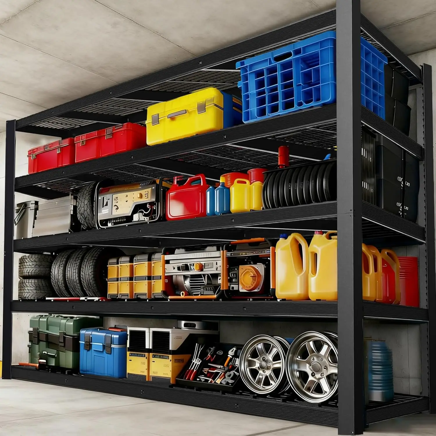

Heavy Duty Adjustable Metal Storage Shelves 84" H Garage Basement Warehouse Workshop 24"D x 55"W x 3050 lbs Capacity, Custom